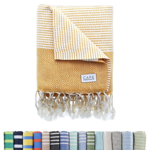 Oversized Turkish Beach Towel, Diamond Dobby Sunflower - 37'' x 67'' - Super Soft & Lightweight | Quick Dry Sand Free Travel Towels for Beach or Bath | Gifts