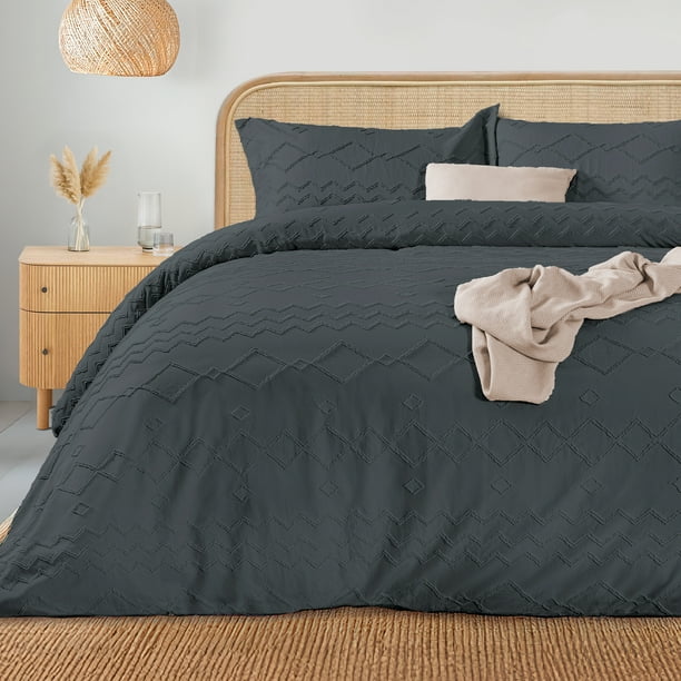 Juego de Funda para Edredon Duvet Dreamlab, Tamaño Matrimonial, Color Grafito, 3 Piezas