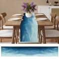 thumbnail image 4 of Coastal Ocean Wave Ombre Style Table Runner 13x36in Non-Slip Cotton Linen Table Runners, Blue Gradient Beach Dresser Scarves TableRunner for Dinner Kitchen Dining Wedding Party, 4 of 9