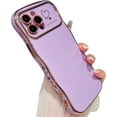 thumbnail image 3 of for iPhone 15 Pro Max Case 6.7",Curly Wavy Grip Design Plated Love Heart Luxury Phone Case,Full Camera Lens Protection Fun Cute Pattern Electroplate Slim Soft Case for iPhone 15 Pro Max,Lavender, 3 of 14