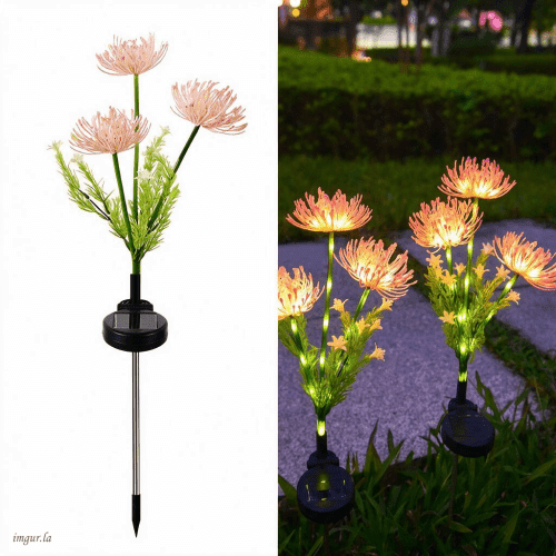 Solar Garden Lights, Solar Flowers Lights with Glowing Flowers & Stems,3 Head Solar Spider Lily Garden Stake Lights, Outdoor Lights for Garden Decoration,Yard Decor and Gift for Mother