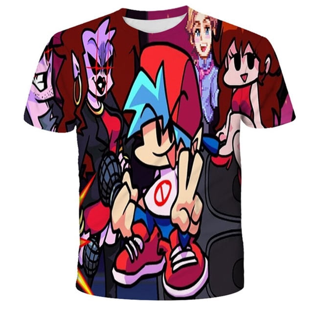 Camisetas de Fridany Night Funkin para niños, camisetas con estampado de dibujos animados para niños y niñas, camisetas informales de manga corta para niños, ropa de 1 a 14 años, 14 años Gao Jinjia LED