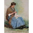 thumbnail image 2 of Asai Chû 19x24 Black Ornate Framed Double Matted Museum Art Print Titled: Woman Sewing (1902), 2 of 5