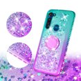 thumbnail image 3 of SOGA Phone Cover Compatible for Moto G8 Power Case Liquid Floating Quicksand Case with Diamond Ring Stand for Magnetic Car Mount and Lanyard - Purple on Teal, 3 of 5