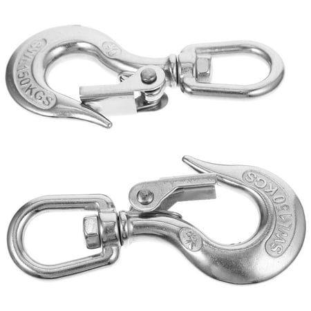 

2 Pcs Safety Chain Hooks Outdoor Big Hole Stainless Steel