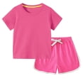 thumbnail image 2 of Cethrio Kids Boys' Shorts Sets, Cotton 2-Piece Short Sleeve Summer Outfit Sets Hot Pink Size 7-8 T, 2 of 5