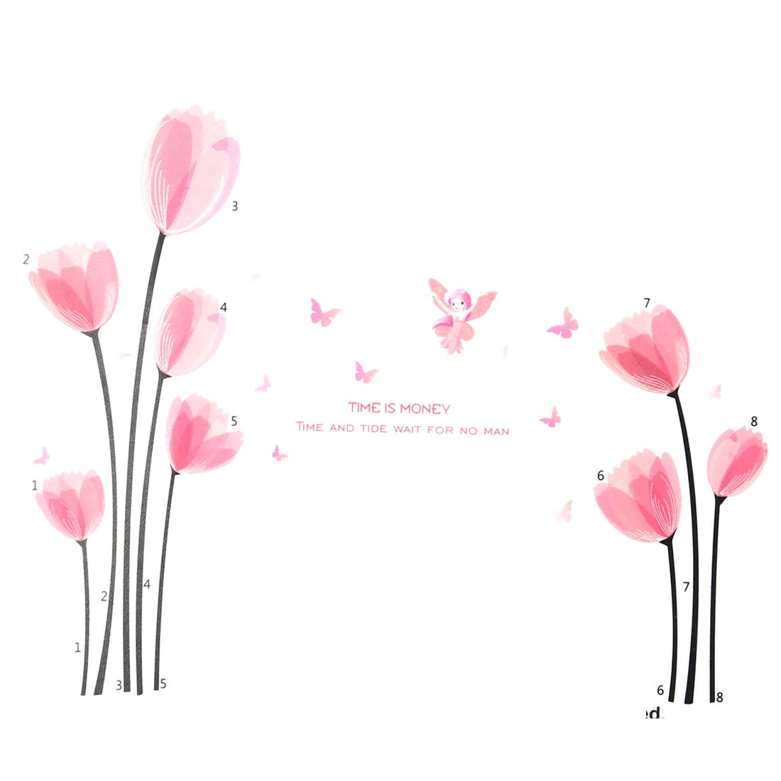 Bedroom PVC Flower Butterfly Print Decoration Removable Wall Sticker Decal