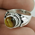 thumbnail image 3 of Natural Tiger Eye Gemstone Ring, Real 925 Sterling Silver Ring, Organic Ring, Cocktail Ring, Round Shape Ring, Proposal Ring, Solitaire Ring, Women Gift Ring, Mothers Day Gift Ring (tiger-eye, 7), 3 of 4