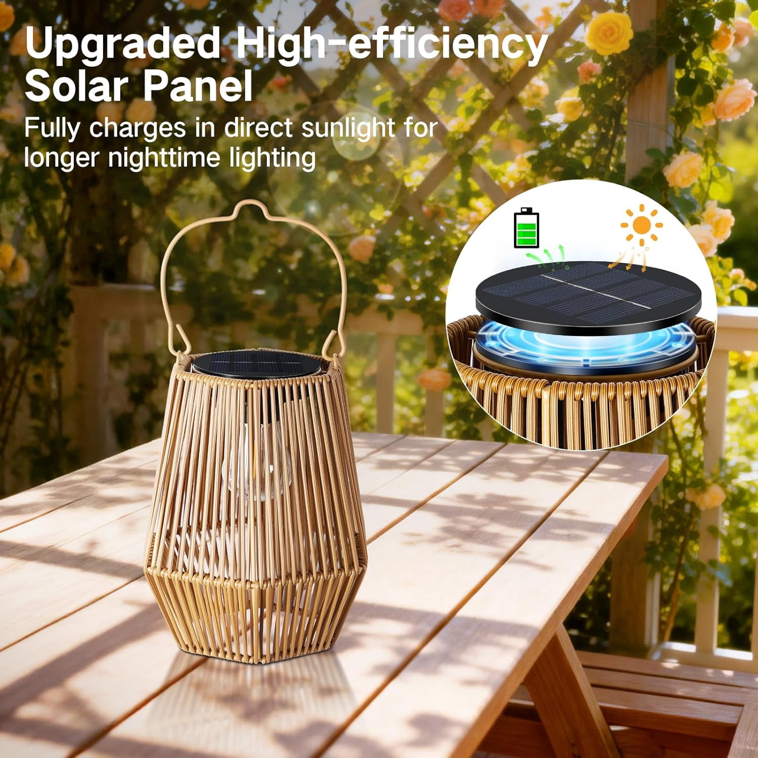 Solar Lanterns Outdoor Waterproof, Hanging Rattan Woven Solar Lights with Auto On/Off, Decorative Gifts for Garden, Yard, Patio, Tree, Porch, Lawn, Pathway & Outside Tabletop Decor