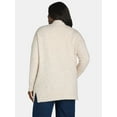 thumbnail image 3 of Time and Tru Women's and Women's Plus Fuzzy Open Front Cardigan Sweater, Midweight, Sizes XS-4X, 3 of 4