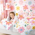 thumbnail image 4 of meiyoeat Girls Personalized Monogram M Gifts 7-Piece Twin Bedding Sets For Kids,Watercolor Kawaii Floral Bedding Comforter Set,pink Reversible, 4 of 7