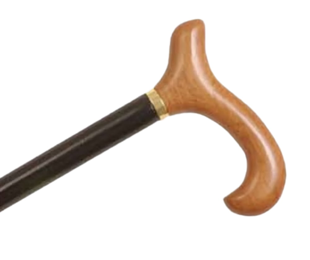 Wood Cane With Natural Stained Derby Handle and Collar Black Stain
