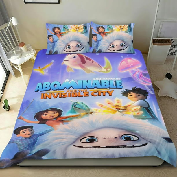 Abominable Conjunto de sábanas temático, trío de piezas, cómodo y amigable con la piel, diseño único, regalo de decoración para el hogar para familiares, amigos y fans, 90 cm * 190 cm