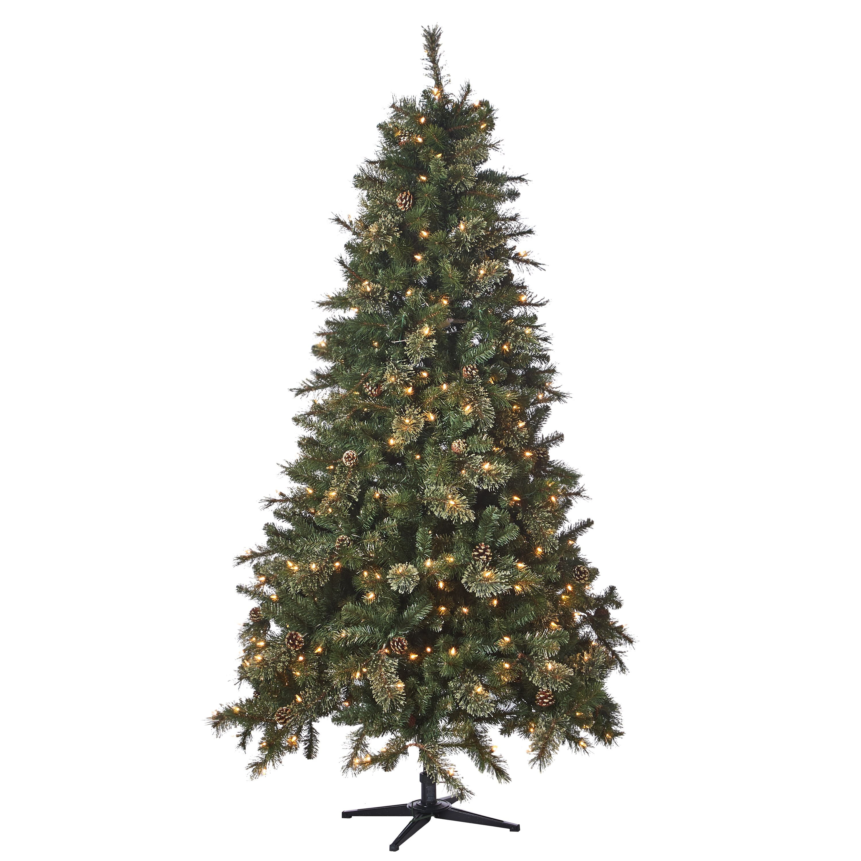 Holiday Time Prelit Pine Christmas Tree 7 5 Ft Green Walmart Com