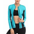 thumbnail image 3 of Sociala Women's Color Block Rash Guard Long Sleeve Zipper Swim Shirt UPF 50+, 3 of 6