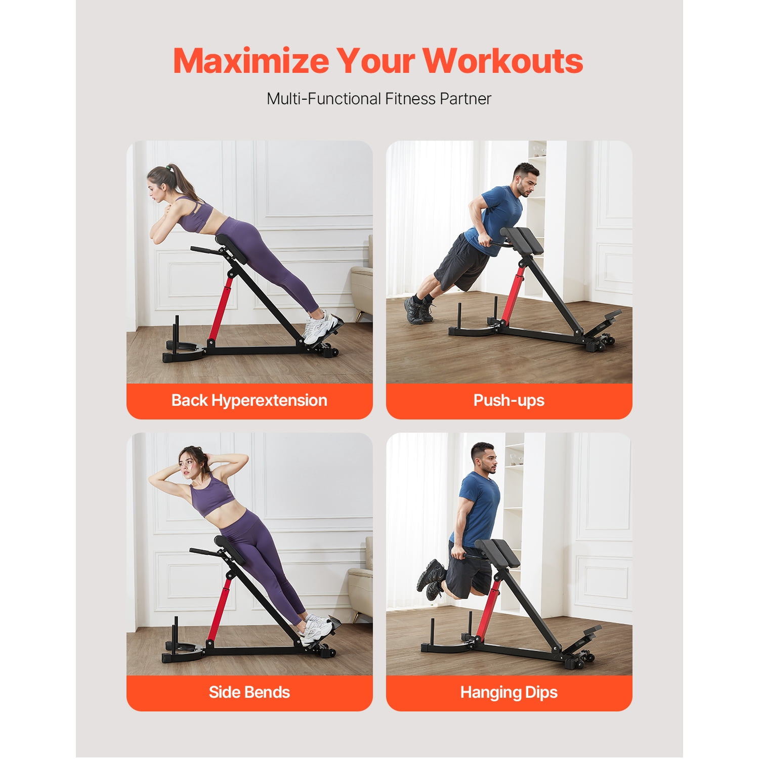 KFFKFF Roman Chair Hyperextension Bench, 350 lbs Customizable Extension Device, Versatile Workout Gear for Glute, Hamstring, Lower Back, and Ab Exercises, Fitness Weight Bench for Domestic Gym