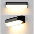 thumbnail image 2 of Aplique de pared LED moderno para exterior, 12 W, IP65, resistente al agua, de aluminio y acrílico, luz blanca cálida de 3000 K, 26 x 10 x 6 cm [Clase energética A+], 2 of 5
