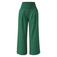 thumbnail image 4 of CAIVO Women Linen Pants Summer Solid Color Stretch Smocked High Waist Wide Leg Casual with Elastic Cuffs and Pockets Long Trousers, 4 of 4