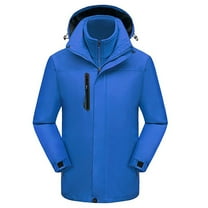 Kmdttou Women's Windproof Jacket Waterproof Warm Winter Snow Coat Mountain Windbreaker Hooded Raincoat Jacket Blue 5XL