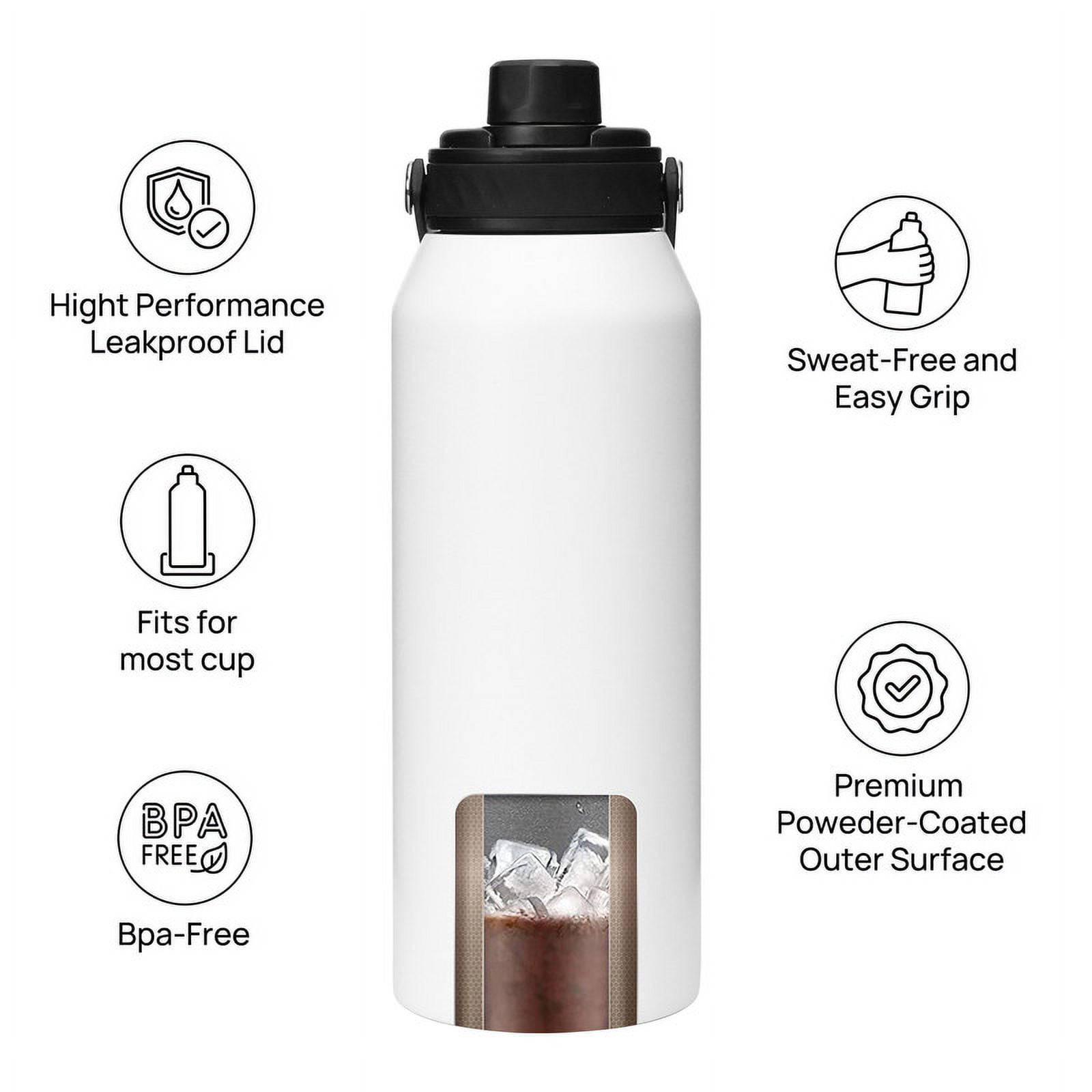 Walsport 34 oz Travel Mug with Leak-proof Lid,Stainless Steel Insulated Coffee Tumbler, Keeps Hot or Cold,Fits in Car Cup Holder,White