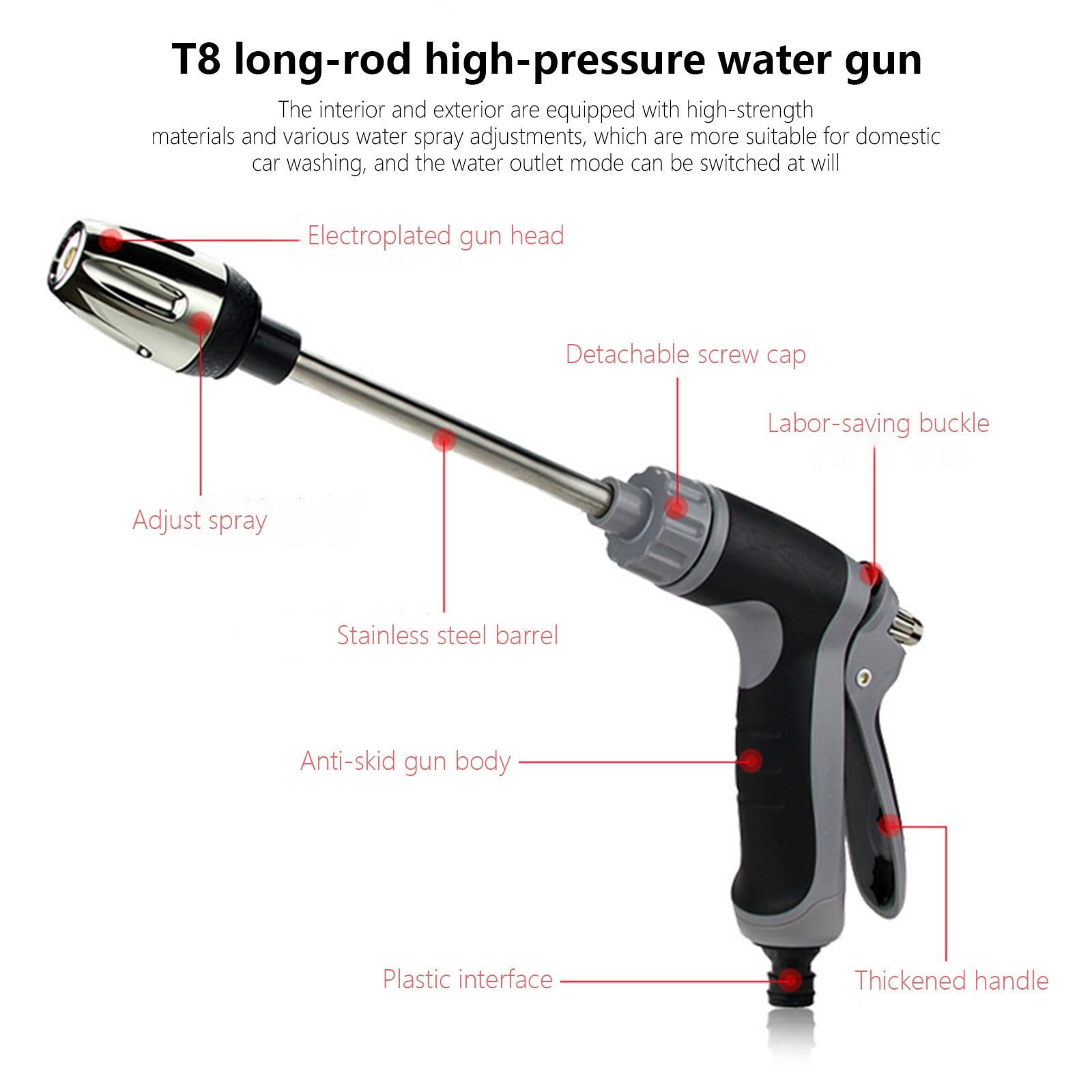 Bxaolu High Pressure Foam Spray for Garden Hose, Car Wash Soap Sprayer with 3.5oz/100cc Plastic Soap Dispenser Bottle, Adjustable Nozzle for Gardening, Solar Panel Cleaning, Pet Showering