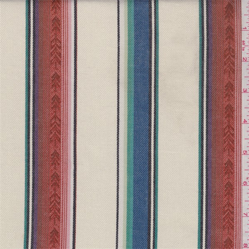Ivory Multi Stripe Cotton Ikat, Fabric Sold By the Yard