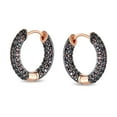 thumbnail image 2 of Bling Jewelry Womens Black Brown Pave CZ Inside Out Small Tube Hoop Earrings Rose Gold 0.75 Inch, 2 of 5