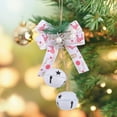 thumbnail image 4 of Lilgiuy Christmas Bell Hanging Ornaments 9.84" Large Rustic Metal Bell Decoration Xmas Hanging Decorative Bell with Bow and Pine Cone for Christmas Wreath Tree Door Decor (White), 4 of 5