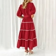 thumbnail image 5 of AOOCHASLIY Ladies Dress Pretty Womens Summer Garden Dress Short Puffy Sleeve Tiered Ruffle Flowy Long Maxi Dresses with Belt Buttons, 5 of 5
