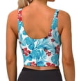 thumbnail image 3 of Haiem Hawaiian Style Pattern Womens Sports Bra - U Neck Padded Low Impact Yoga Bra Workout Crop Top Gym Moisture-Wicking Workout Vest -Small, 3 of 9