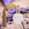 thumbnail image 4 of Small Clear Crystal Perfume Bottle with Gold Long Spray Tassels Atomizer Pump Vintage Refillable Glass Bottles for Makeup Tool, 4 of 4