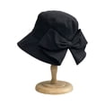 thumbnail image 2 of Mdesiwst Summer Lady Fisherman Hat Bow Decor Pastoral Style Pure Color Flat Top Good Breathability Sun Protection Anti-UV Foldable Sun Hat Outdoor Cap, 2 of 6