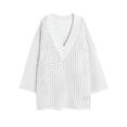 thumbnail image 3 of Deep V-Neck Women Hollow Up Loose Casual Knit Tops, 3 of 3