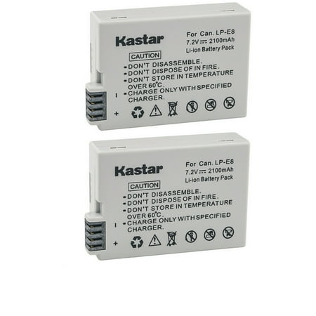 Kastar 2-Pack LP-E8 Battery Replacement for Canon EOS Rebel T2i EOS Rebel T3i EOS Rebel T4i EOS Rebel T5i EOS 550D EOS 600D EOS 650D EOS 700D EOS Kiss X4 EOS Kiss X5 EOS Kiss X6 Camera