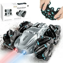 HDJ Remote Control Car,Double Sided 360° Rotating 4WD RC Cars, 2.4GHz Electric Race Stunt Toy Car Rechargeable Toy Cars for Boys Girls Birthday(Silver)