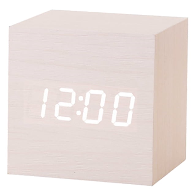 Reloj despertador digital Dinheiro, con pantalla de tiempo LED electrónica de madera