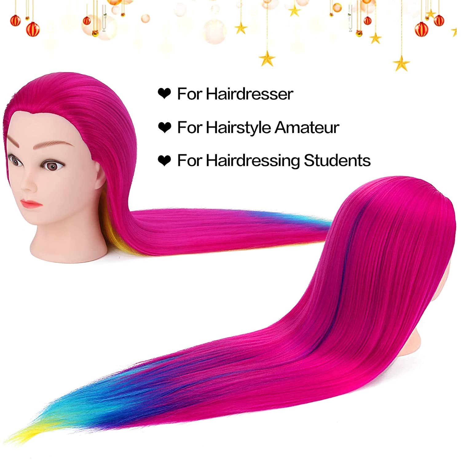  LHNHAIR 35 Inch Colorful Hair Mannequin Head Manikin
