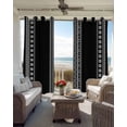 thumbnail image 4 of Black Boho Blackout Curtains 39 Inches Long for Bedroom, Vintage Abstract Striped Geometric Motifs Thermal Insulated Room Darkening Black Out Window Curtain Panels Grommet Drapes for Living Room, 4 of 8