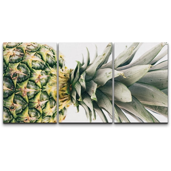 wall26 Canvas Print Wall Art Green & Yellow Tropical Pineapple Close Up Food Culinary Photography Realism Decorative Natural Colorful Vibrant Diet for Living Room, Bedroom, Office - 16"x24&q
