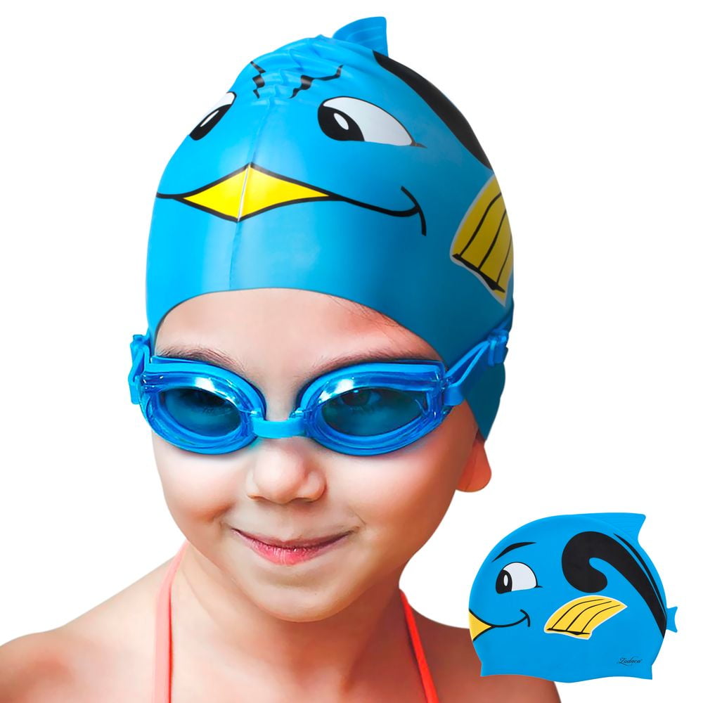 Kid Elastic Silicone Swimming Swimwear Bathing Cap Fish Shape Swim Hat !