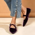 thumbnail image 2 of SuTry Women's Mary Jane Flats Pointed Toe Velvet Strap Slip On Comfortable Elegant Vintage Casual Daily Walking Shoes(36), 2 of 7