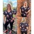 thumbnail image 2 of TIYOMI Plus Size Women's Floral Black Shirts 2X V Neck Tops Flower Ruffle Blouse Short Sleeve Pullover Knitted Summer Tunics 2XL 18W 20W, 2 of 6