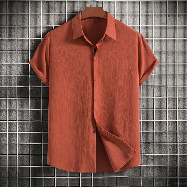Dvkptbk Chemise Décontractée pour Hommes à Manches Courtes et Col Rabattu, Fermeture à Boutons, Blouse Hawaïenne en Solde
