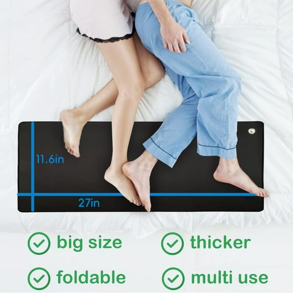 11.6x27 Inch Grounding Mat with Conductive Wire – Natural Earthing Mat for Sleep Support & Indoor Wellness, Non-Slip Carbon Layer (Fits Under Desk/Workspace)