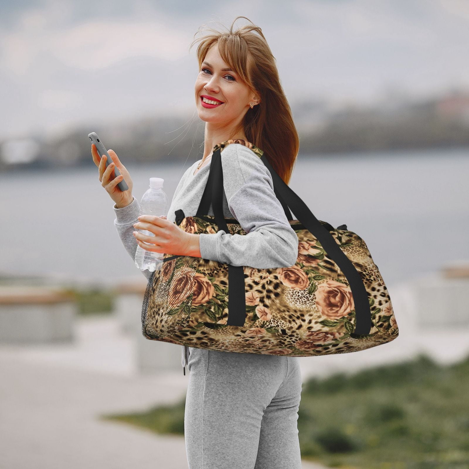 Fuzoiu Animal Leopard Print Travel Duffle Bag,Carry On Tote Bags,Duffel Bag,Sport Gym Bag, Hospital Bag for Labor and Delivery, Overnight Bag,Luggage Bag