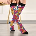 thumbnail image 5 of FORMRS Womens Knee High Socks Casual Long Thick Travel Daily Wear, 1 Pair, Red Whimsical Floral, 5 of 6