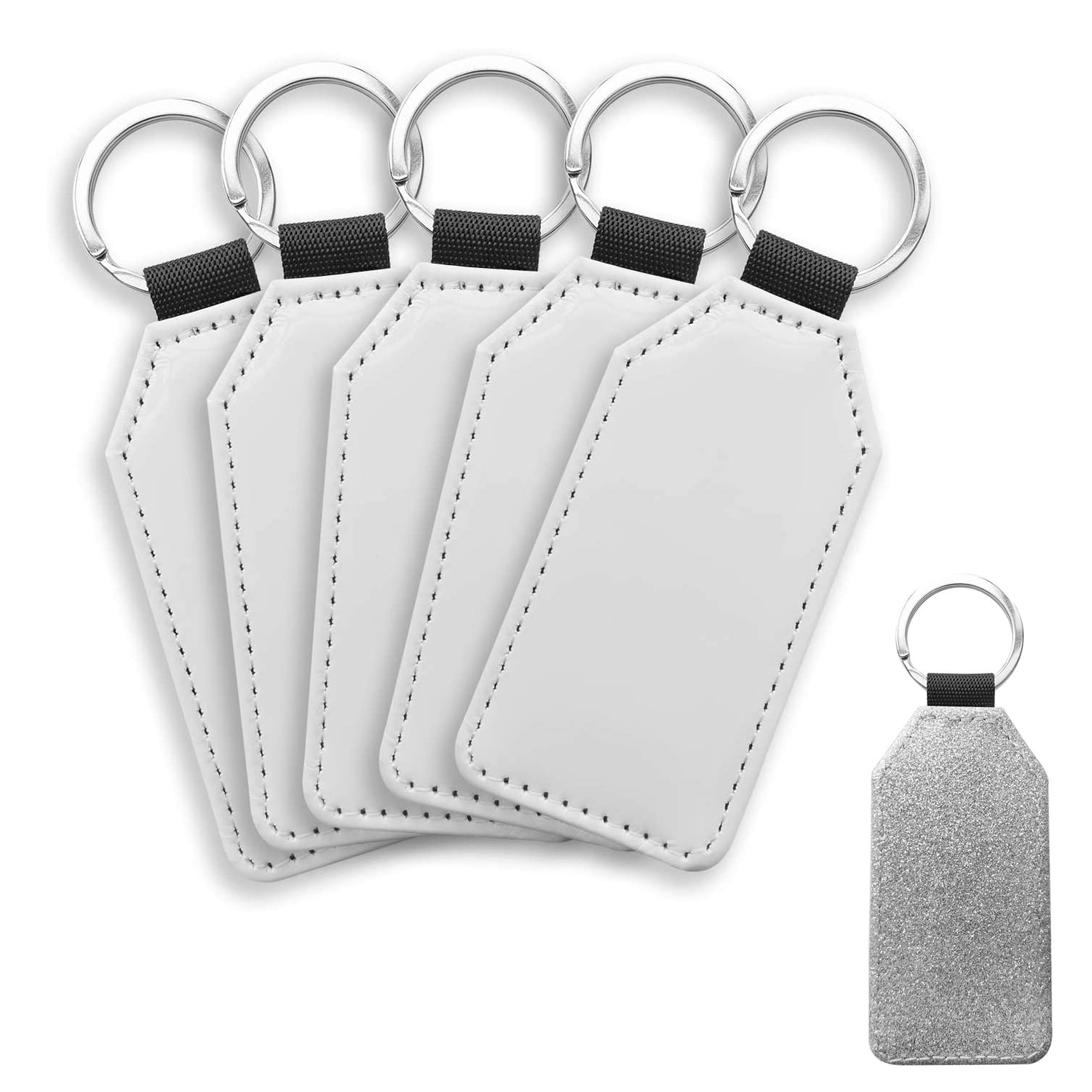 Round 10 Pack Leather Keychain Sublimation Blank White Heat Transfer 