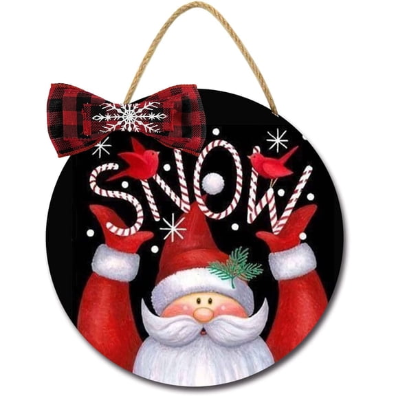 Eveokoki 12" Christmas Decor,All I Want for Christmas Is You Sign for Front Door,Funny Sign Wreaths Hanging Wooden Plaque Decoration Round Rustic Wood Decor Gift