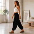 thumbnail image 7 of Womens Balloon Pants Wide Leg Barrel Pants Baggy Trousers Elastic Waist Casual Lounge Travel Pants with Pockets,XL, 7 of 7