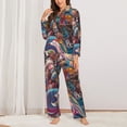 thumbnail image 2 of Lsque Fantasy Colorful Beast Pattern Long Sleeve Pajama Set for Women - Soft 2-Piece Sleepwear and Loungewear Set with Pockets, Comfy Nightwear-X-Large, 2 of 7